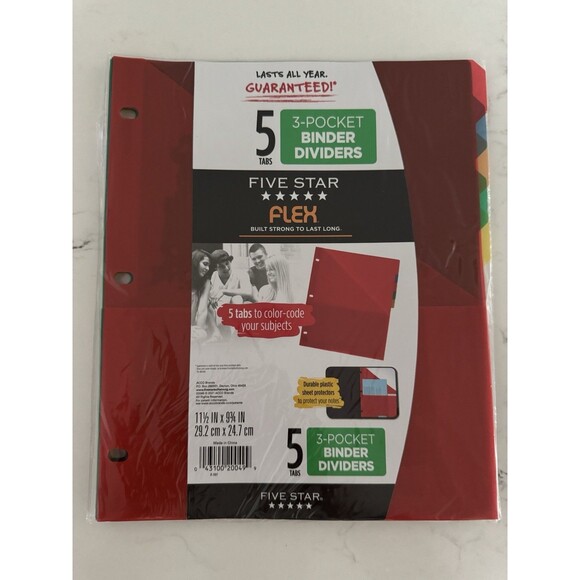 Five Star Flex Divider Note Protector 5 Tabs, Subject Dividers Office School x 2 - Picture 1 of 6